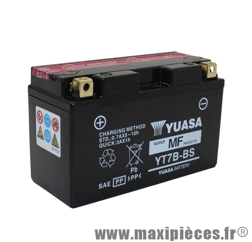 batterie 12v / 6,5ah yuasa yt7b-bs sans entretien pour yamaha 250 majesty (lg150xl65xh93)