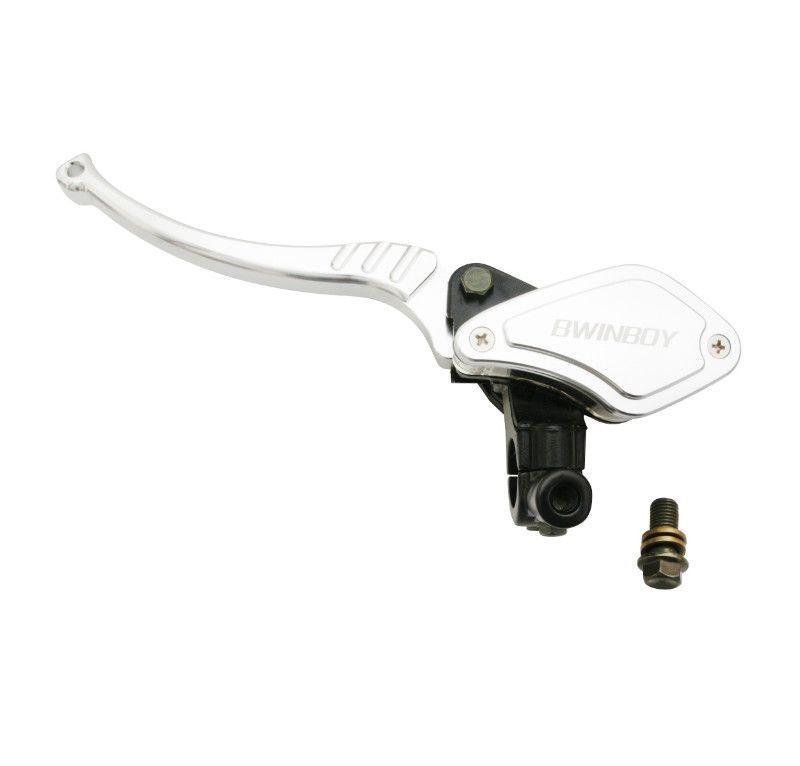 Maitre cylindre de frein moto universel avant alu cnc noir-argent gauche