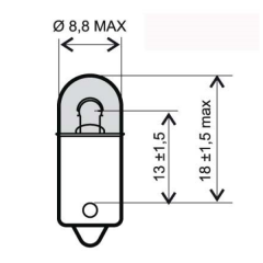 Ampoule témoin BA9S 6V 4W - Blanche pour scooter, mobylette ou moto ancienne * Déstockage !