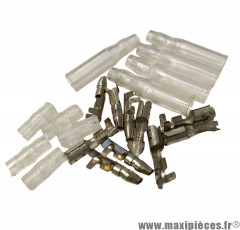 10 Cosses électrique rondes avec isolant (5 mâles + 5 femelles) pièce pour Scooter, Mécaboite, Mobylette, Maxi Scooter, Moto, Quad * Déstockage !