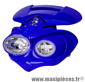 Tête de fourche 50 à boite, moto universel Manga bleu, 2x20watts + veilleuse *Déstockage !