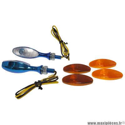 Clignotants homologué Wiils mini rider bleu universel pour moto, scooter, mob, quad et autres * Déstockage !