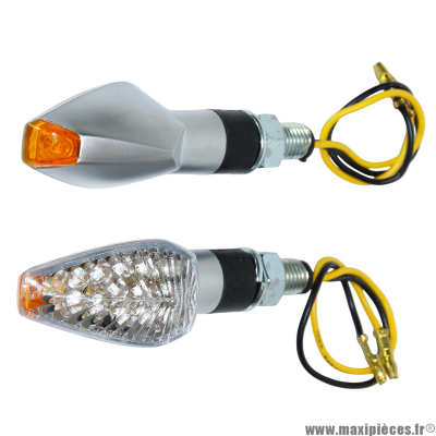 Clignotants homologué Wiils wind à led argent universel pour moto, scooter, mob, quad… *Déstockage !