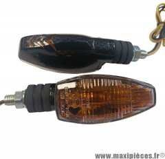 Paire de clignotants universel à lampe orange / carbone homologué CE * Déstockage !