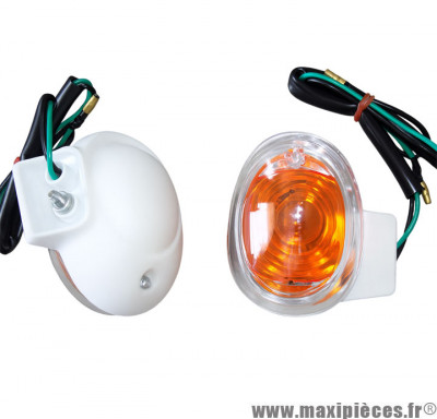Clignotants avant blanc adaptable pour scooter 2T 50cc MBK booster et Yamaha bw's de 2004 à 2017 (homologué CE) * Déstockage !