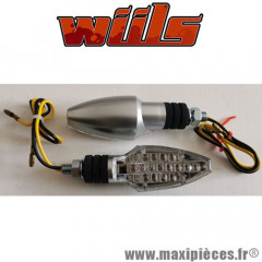 Clignotants homologué Wiils bullet à led gris matt universel pour moto, scooter, mob, quad… *Déstockage !