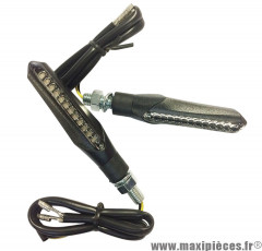Clignotants moto à led x2 Steady orange 12 leds base abs transparent-noir (l 105mm - h 20mm - l 23mm) * Déstockage !