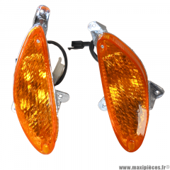 Paire de clignotant avant gauche et droit orange pour scooter chinois gy6, 139 qmb, qt3 / peugeot v-clic / sym orbit / baotian bt49qt * Déstockage !