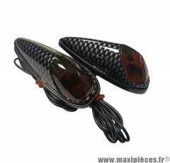 Clignotant Carbone (paire) a coller, montage universel pour moto, scooter, 50 à boîte, quad et autres * Déstockage !