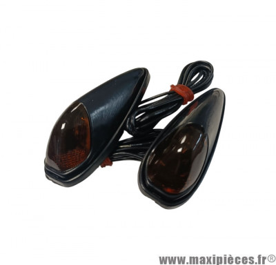 Clignotant noir (paire) a coller, montage universel pour moto, scooter, 50 à boîte, quad et autres * Déstockage !