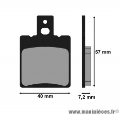 Plaquette de frein pour moto beta 50 tempo, 50 quadra / gilera 125 rx / aprilia 125 af1 futura, 50 rs, 50 sr (l 40mm - h 57mm - p 7,2mm) * Déstockage !