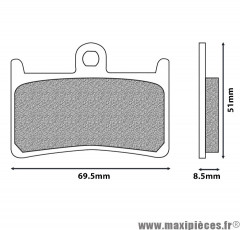 Plaquette de frein marque Newfren pour scooter yamaha 500 tmax 2008-2011 avant, 530 tmax 2012-2017 avant (l 69.5mm - h 51mm - p 8.5mm) (fd0190bks) * Déstockage !