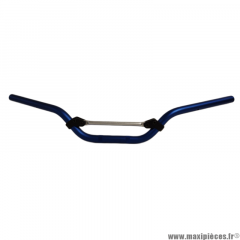 Guidon Domino alu bleu anodisé barre grise pour scooter Ø22 largeur 680mm épaisseur tube 5mm * Déstockage !