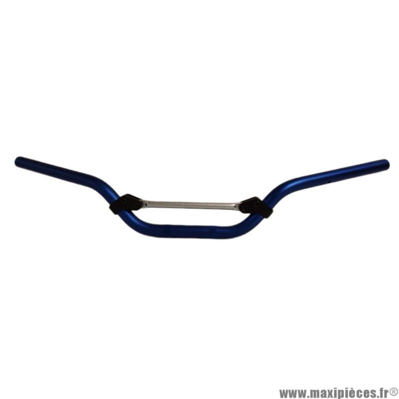 Guidon Domino alu bleu anodisé barre grise pour scooter Ø22 largeur 680mm épaisseur tube 5mm * Déstockage !