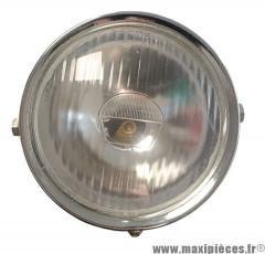 Phare optique rond chromé Ø140mm adaptable pour cyclomoteur * Déstockage !
