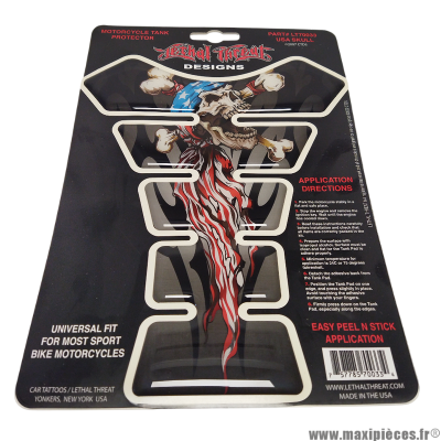 Protection de réservoir moto adhésive USA Skull taille 18x22cm * Déstockage !