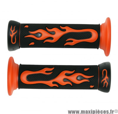 Paire de poignées flamming orange/noir pour 50 à boite/scooter/maxi scooter/mobylette ... * Prix discount !