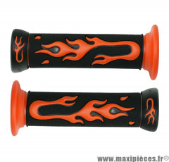 Paire de poignées flamming orange/noir pour 50 à boite/scooter/maxi scooter/mobylette ... * Prix discount !
