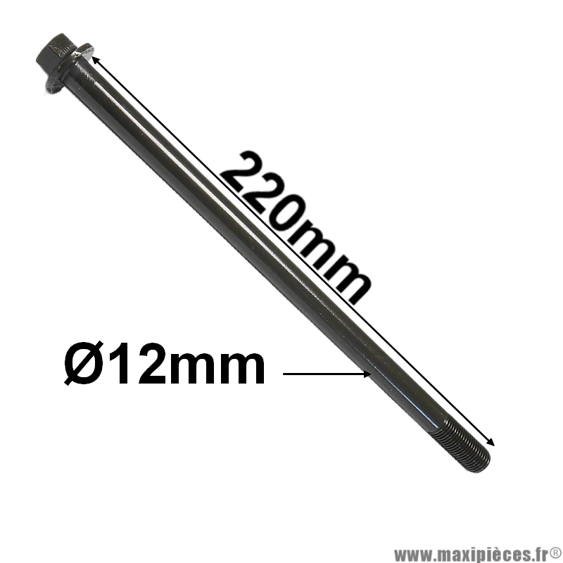 Axe de roue avant 12mm pour scooter 50cc chinois, Conti motors srx silver, et autres * Déstockage !