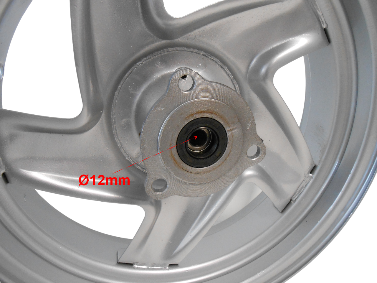 Jante avant en tôle 12 pouces (E12X3.50) pour scooter Conti Motors srx silver et autres scooters chinois 50/125cc (frein a disque) * Déstockage !