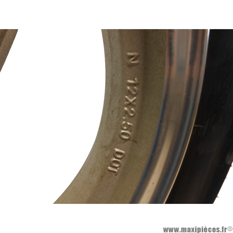 Jante/roue arrière en aluminium 12 pouces occasion (taille 2.50X12) pour scooter chinois (frein a tambour) * Déstockage !
