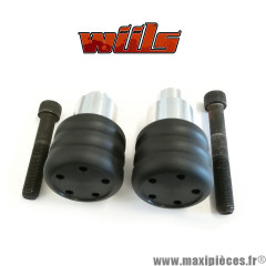 Tampons de protection noir + fixations Wiils pour Yamaha 600 YZF-R6 de 2002 (la paire) *Déstockage !