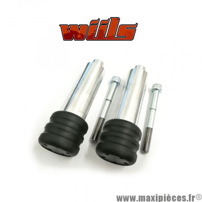 Tampons de protection noir + fixations Wiils pour Kawasaki Z1000 de 2003-2006 (la paire) *Déstockage !