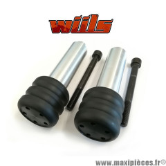 Tampons de protection noir + fixations Wiils pour Kawasaki Z-750 de 2004 à 2007 (la paire) *Déstockage !