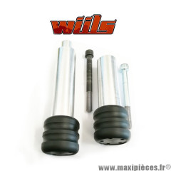 Tampons de protection noir + fixations Wiils pour Kawasaki 636cc ZX6R de 2003-2004 (la paire) *Déstockage !