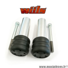 Tampons de protection noir + fixations Wiils pour Kawasaki ZX-9R de 2002 (la paire) *Déstockage !