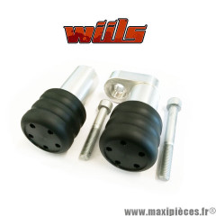 Tampons de protection noir + fixations Wiils pour Kawasaki 636cc ZX6R de 2007 (la paire) *Déstockage !