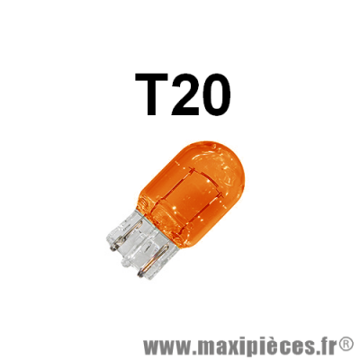 Ampoule wedge orange T20 12V 21W à l'unité * Déstockage !