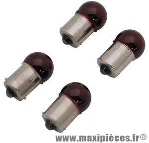 Ampoule feu de position 12v 10w BA15S rouge (x4) pour auto/moto/scooter/quad *Prix spécial !