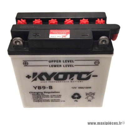 Batterie kyoto YB9-B 12v 9Ah/10HR (Lg144xL74xH138.5) (Livré sans acide a faire remplir par un professionnel) * Déstockage !