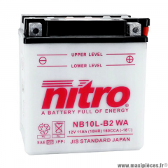 Batterie Nitro NB10L-B2 WA 12V 11Ah (10HR) 160CCA (-18°) (livré sans acide) * Déstockage !