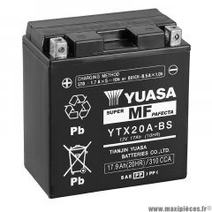 Batterie 12V 17ah YTX20A-BS YUASA pour maxiscooter, moto, quad et autres (livré sans acide) * Déstockage !