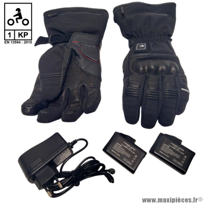 Gants chauffants hiver homme Equad Misano noir taille S * Déstockage !