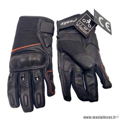 Gants mi-saison homme Peefy Leo noir avec liseré orange taille XXL * Déstockage !
