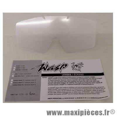 Écran pour Masque/Lunette cross WASP 4 LEXAN clair *Déstockage !