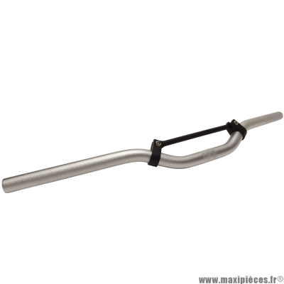 Guidon street alu argenté Ø22 mm, 625 mm de large, avec barre de renfort noir * Déstockage !