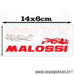 Planche d'autocollants moyen format (14x6cm) Malossi 1 rouge et 1 blanc *Prix discount !