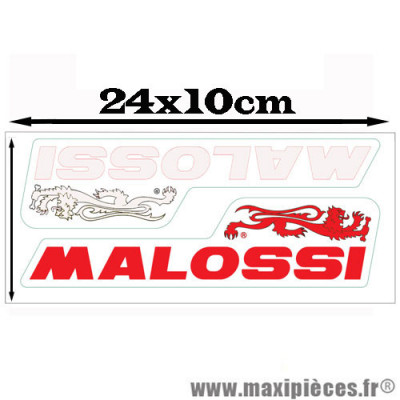 Planche d'autocollants grand format (24x10cm) Malossi 1 rouge et 1 blanc *Prix discount !