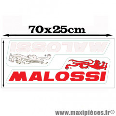 Planche d'autocollants grand format (70x25cm) Malossi 1 rouge et 1 blanc *Prix discount !