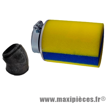 Filtre à air mousse cylindrique jaune bande bleu ø70mm hauteur 9cm *Déstockage !