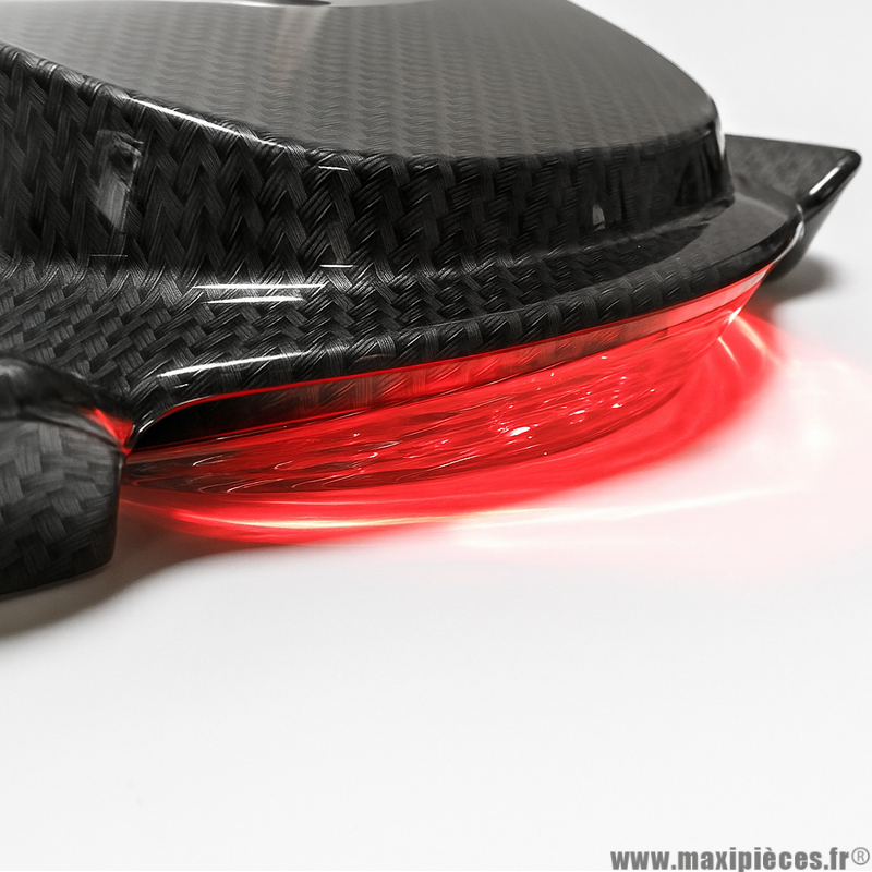 Aileron/poignée passager arrière avec feu à leds (rouge) imitation carbone gris foncé pour scooter mbk booster Yamaha bw's à partir de 2004 * Déstockage !