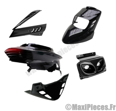 Pack carosserie BCD noir pour MBK Booster Yamaha Bws 2004 et après *Déstockage !