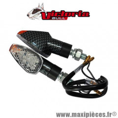 Clignotants homologué victoria bull wind à led imitation carbone universel pour moto, scooter, mob, quad… *Déstockage !