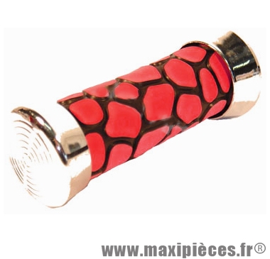 Paire de poignées revêtement dalmatien noir/rouge embout chromé *Prix discount !