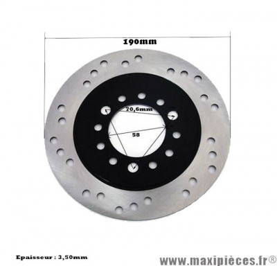 Disque de frein Conti (extérieur 190mm, intérieur 58mm, 3x3 trous) pour scooter mbk nitro - yamaha aerox après 1997 (avant + arrière) / mbk stunt - yamaha slider après 2000 (avant) *Déstockage !