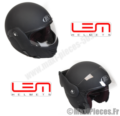 Casque modulable de marque LEM modulaire progeny couleur noir mat gommé (57-58 cm / taille M) *Déstockage !